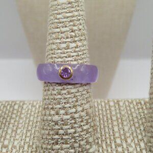 Lavender Stone Ring with Gold Tone and Amethyst Accent Size 8